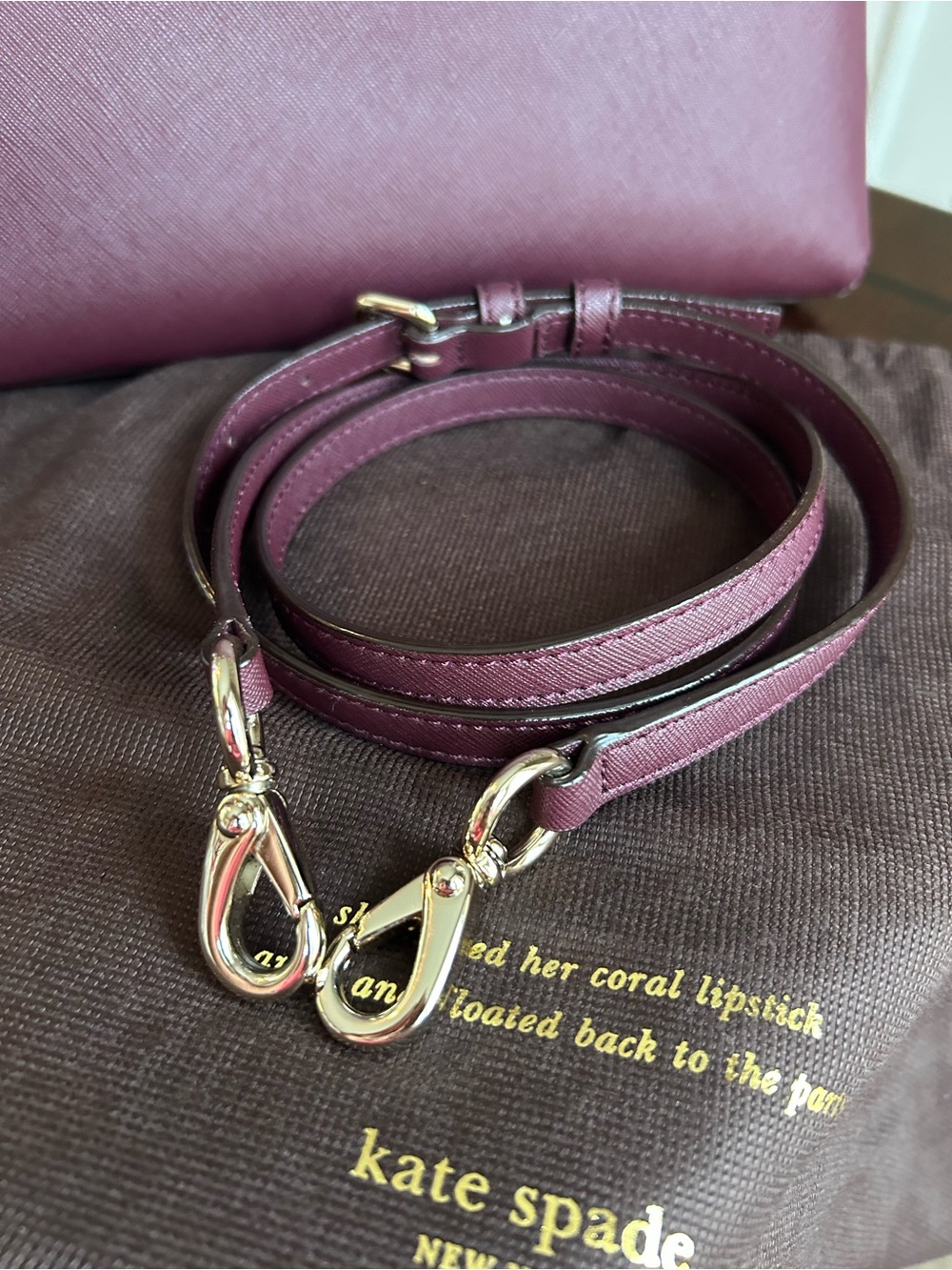 Kate Spade cedar Street Maise Mulledwine (588) Dome Satchel with Gold Hardware. - Picture 12 of 12